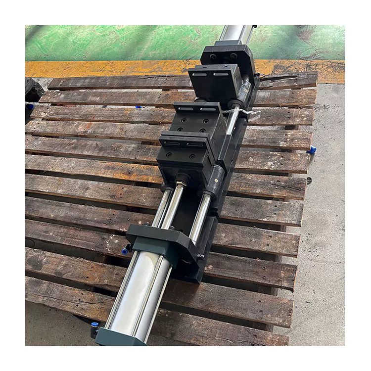 Dubbel enkel öppen pneumatisk platt skruvstycke